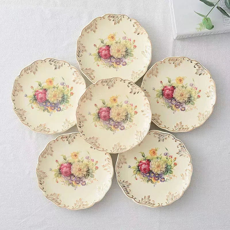 Rose Flower Hand Painted Cup Saucer Dish Kitchenware