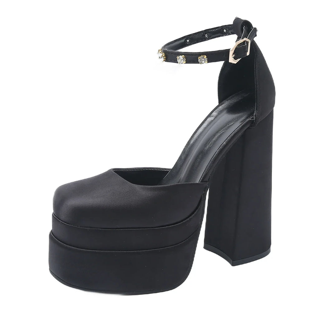 Luxury Brand New Ladies Thick High Heels Sandals Fashion Crystal Platform Summer Women's Sandals Party Shoes Woman