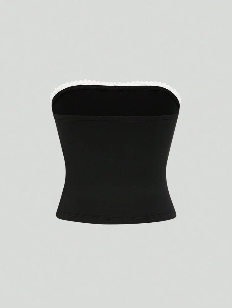 Plus size Women's Elegant tie with Bow Tie Tops Y2K Suit Breastplain Solid Colour Slim Sexy Polyester T-Shirt