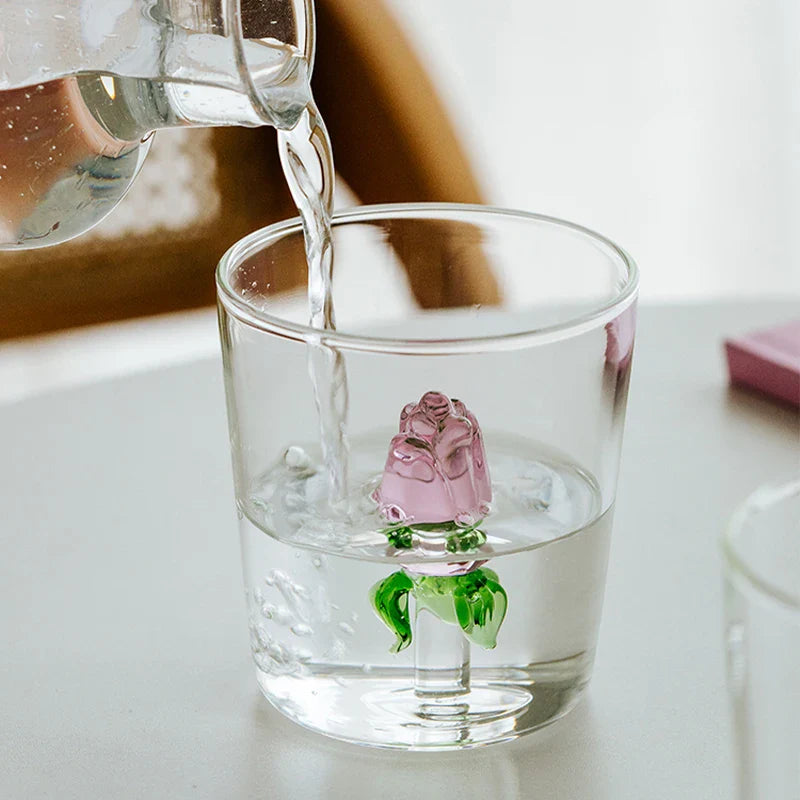 Cute Creative 3D Glass Cups Transparent Mugs With Handle