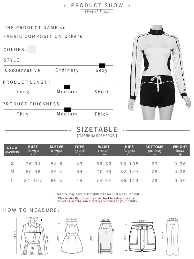 Casual Sporty 2 Piece Set Women Fall Trend Zip Hipster Patchwork Crop Jacket+Shorts Matching Classic Tracksuit Outfits