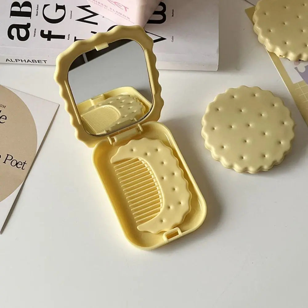 Cheese Biscuit Design Pocket Mirror Portable Foldable Mini Makeup Mirror