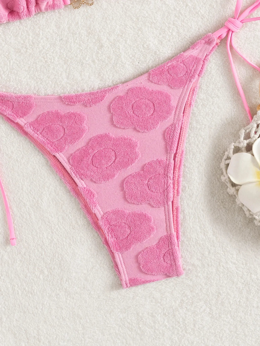 Sexy Pink Bikinis Sets Women Halter Push Up Bra Tie Side Thong Swimsuit Brazilian Beach Bandage Bathing Suit Micro Swimwear