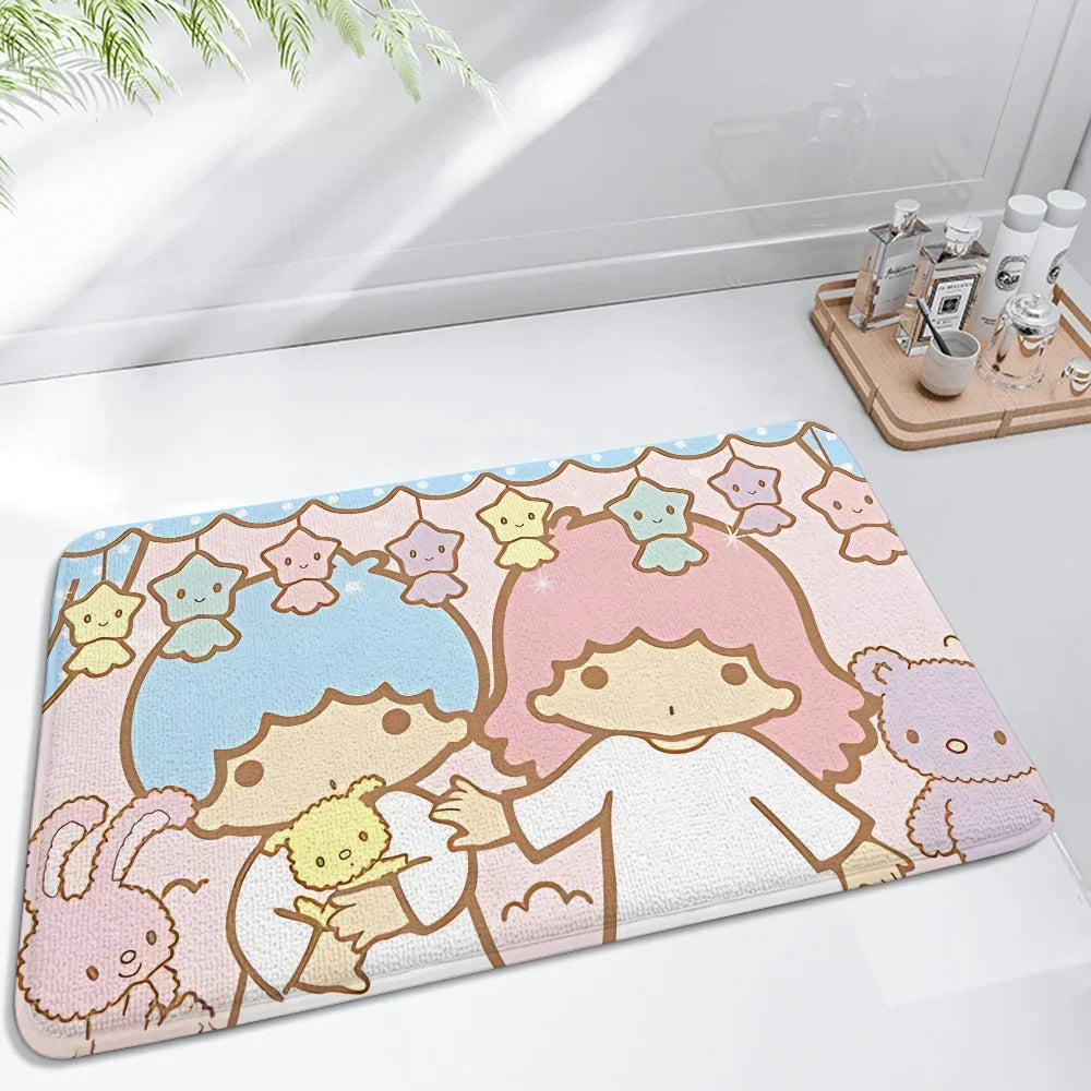 Cartoon Little Twin Stars KiKi Floor Mat For Living Room Sofa Floor Cushions Modern Soft Fluffy Home Rug