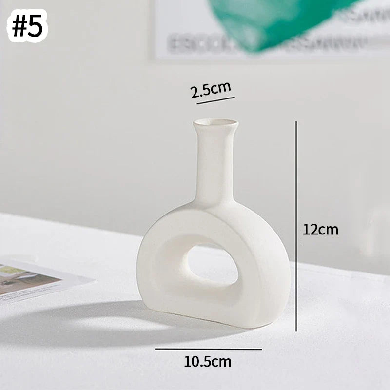 Ceramic Vase White Flower Pot Nordic Decorative Vase Dry Flower Vases for Home