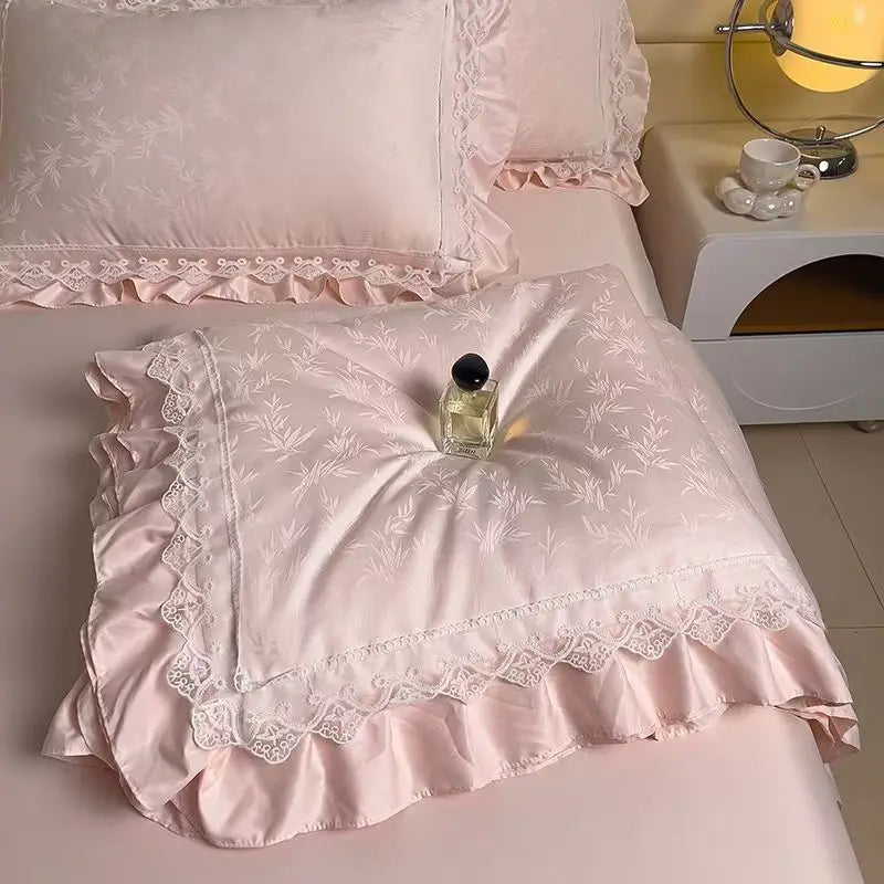 Princess Jacquard Lace Quilt Bedding Summer Blanket Cool Feeling Silky Comforter Thin Duvet