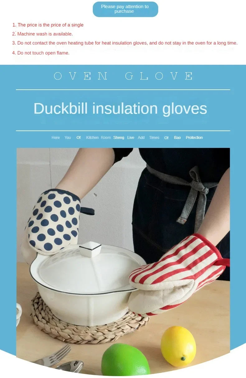 Style Polka Dot Heat-Resistant Oven Mitts for Home