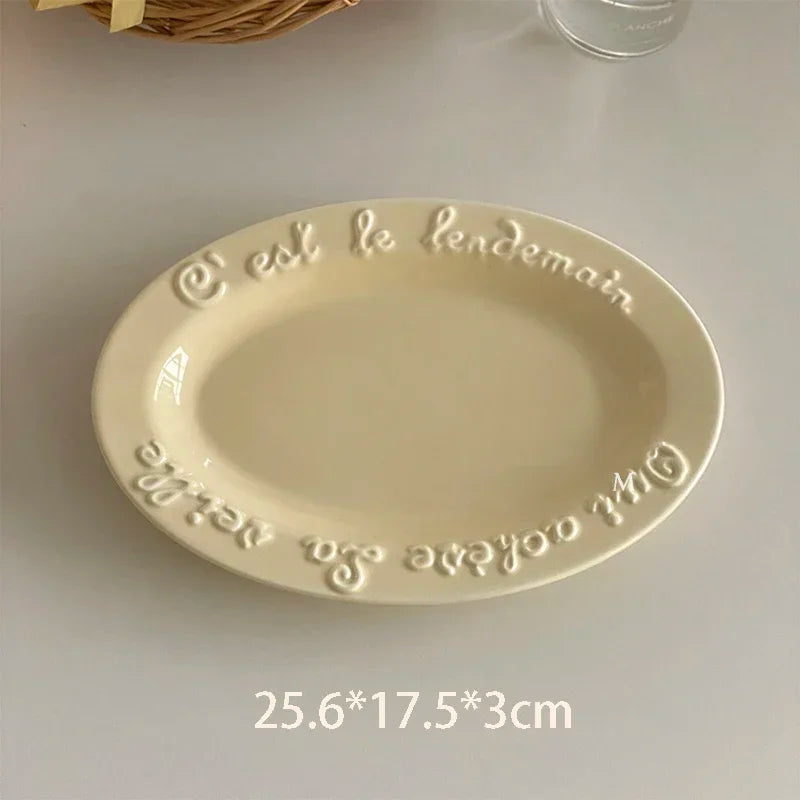 Ceramic Dessert Plate with Letter, Fruit Salad Plates, Afternoon Tea Cake Dishes