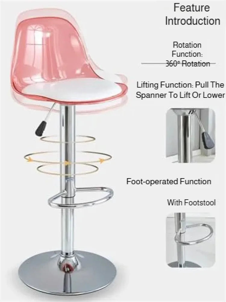 Home Dining Chair Front Desk Footstool Adjustable Lift Backrest Chair with High Stool
