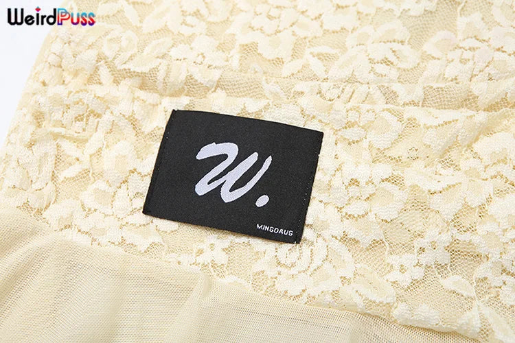 Lace Patchwork Dress Woman Sexy See Through Bandage Backless Ruffles Long Sleeve Irregular Hem Skinny Bodycon