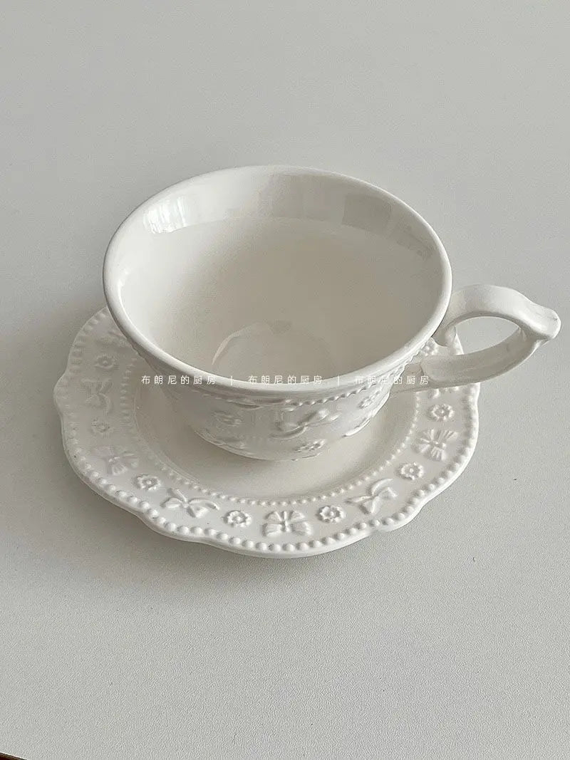 White French Lace Cup and Plate Set