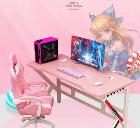 Pink Gaming Desk Girls Study Desk Laptop Table Computer Table Chair Live Gamer Home Live Desks Bedroom Desktop Gamer Desks