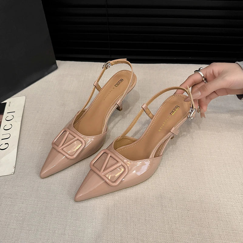 Luxury Brand Design High Heels Women's Stiletto Pointed Toe Strap Buckle Ladies Party Banquet High Heel Sandals