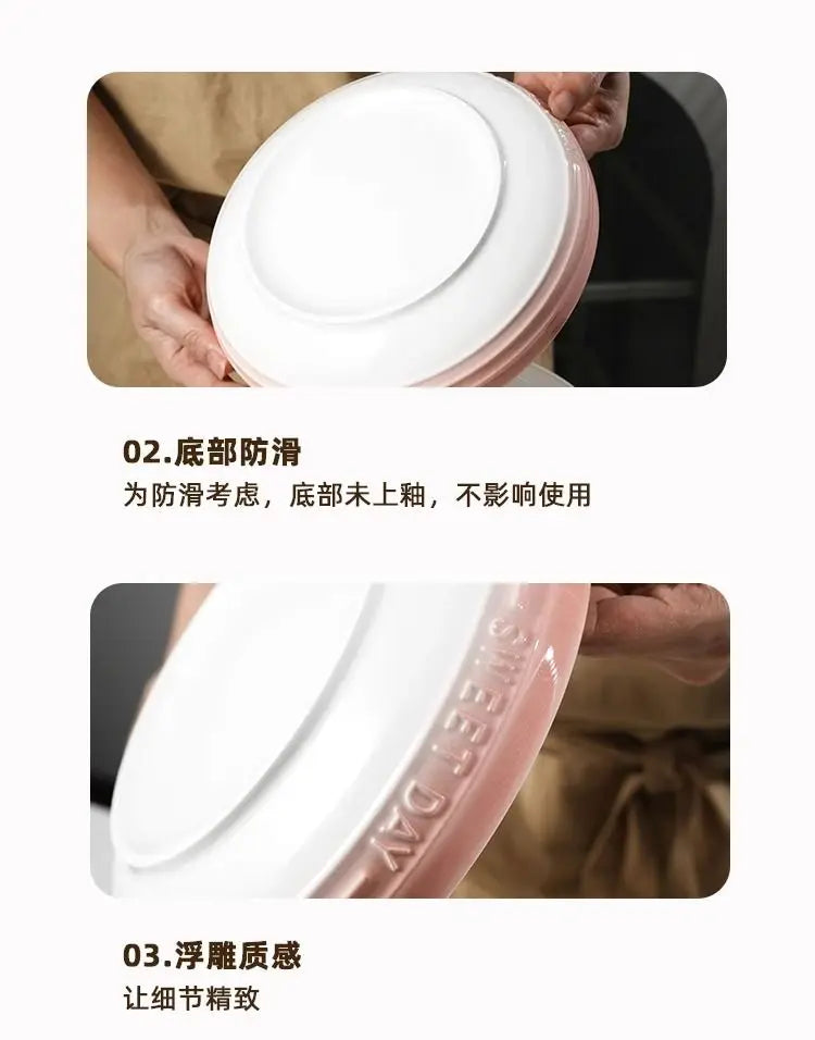 Gradual Change 8-inch Ceramic Deep Plate, High-end High-value Trays Underglaze Color Deep Plate Bowls