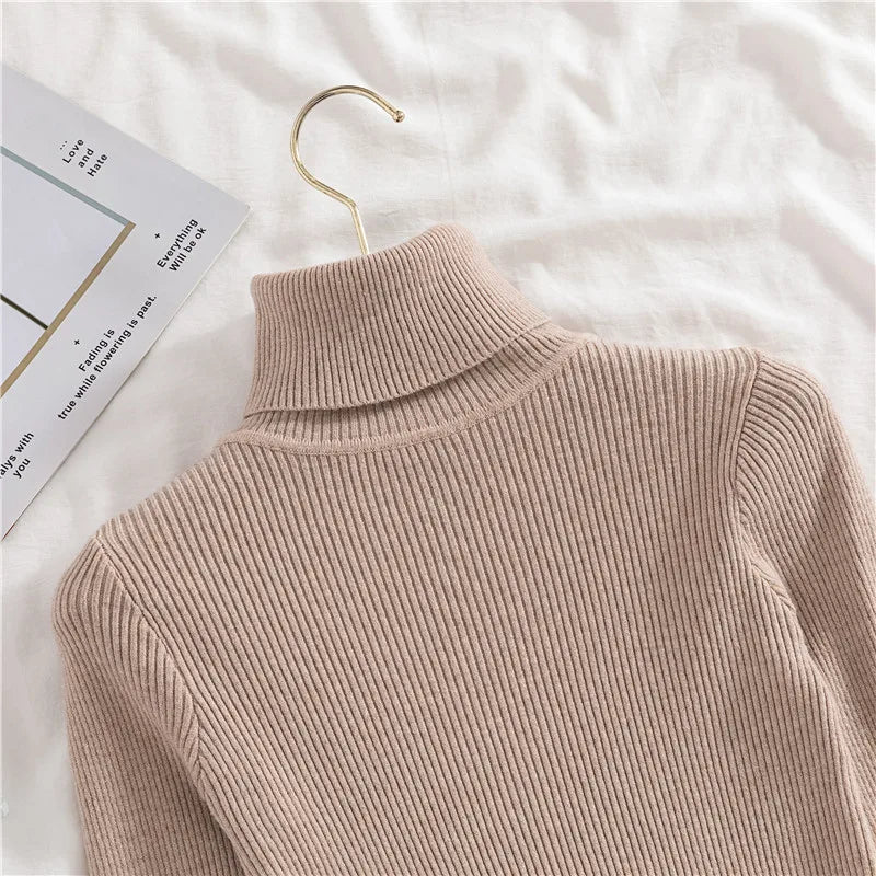Women Fall Turtleneck Sweater Knitted Soft Pullovers Cashmere Jumpers Basic Soft Sweaters For Women Autumn Winter