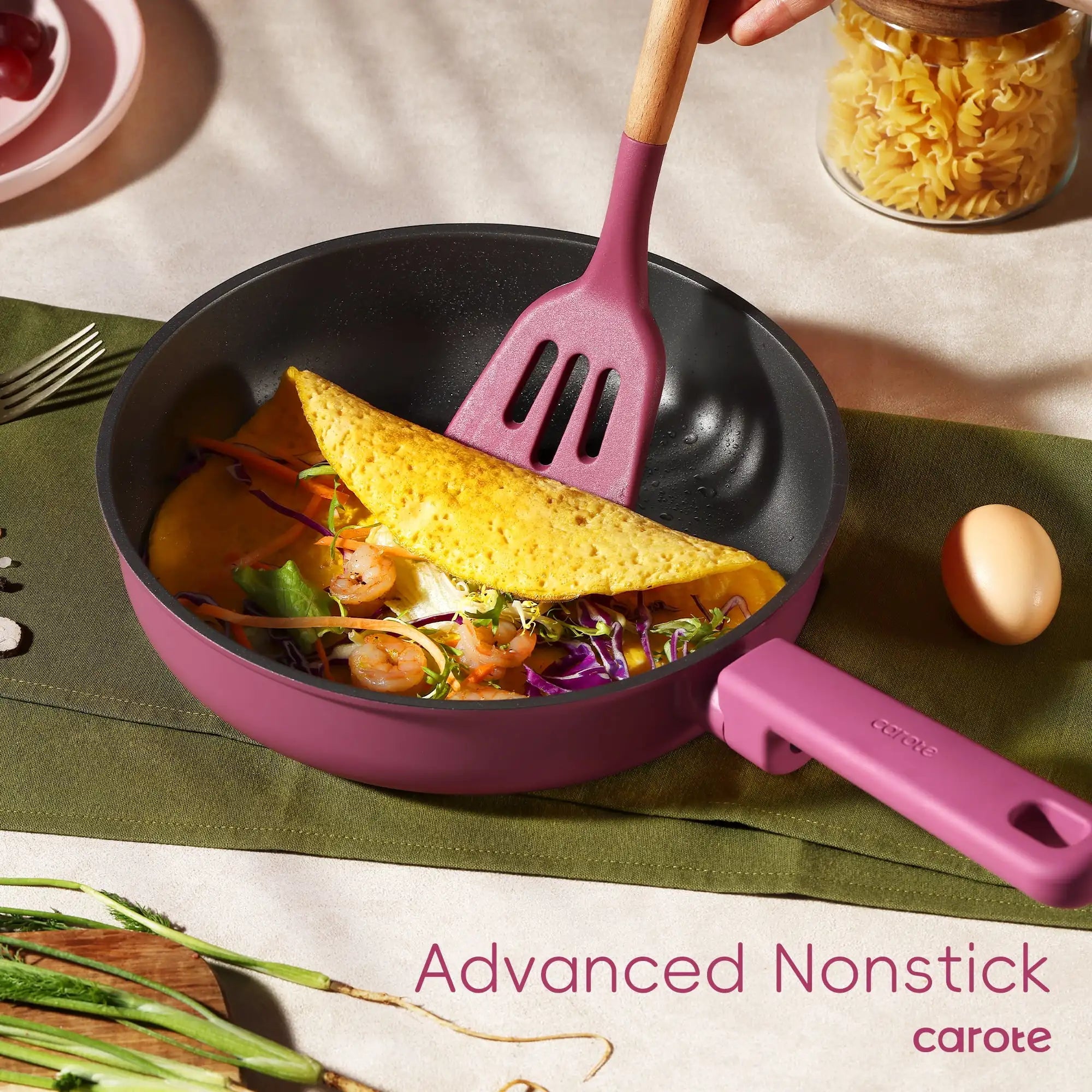 Rose Pink Kitchen Cookware Sets, Nonstick Pots and Pans Set, Induction Cookware, 16 Pcs