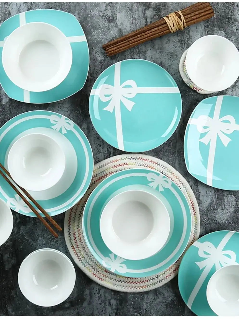 Ceramic Blue Bow Tableware