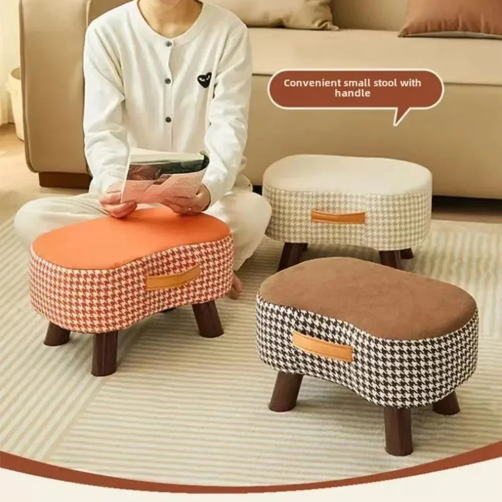 Curved Footstool with Handle Convenient To MoveSofa Small Stool