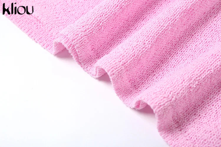 Knit Midi Pink Sweet Tanks Slim Dress