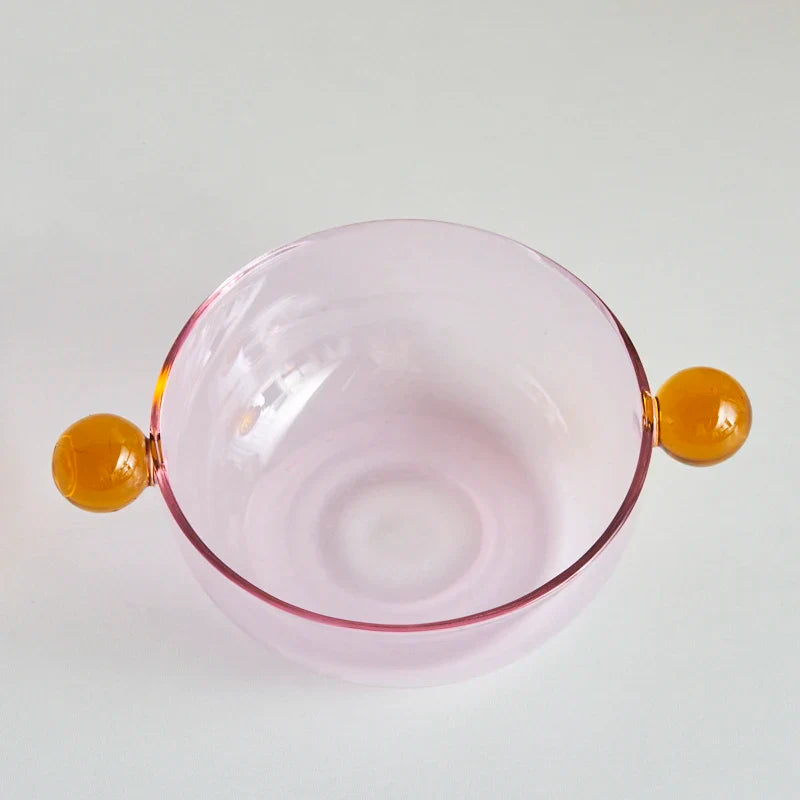 Ice cream Bowl with Handle Glass Bowl Heat Resistant Glass