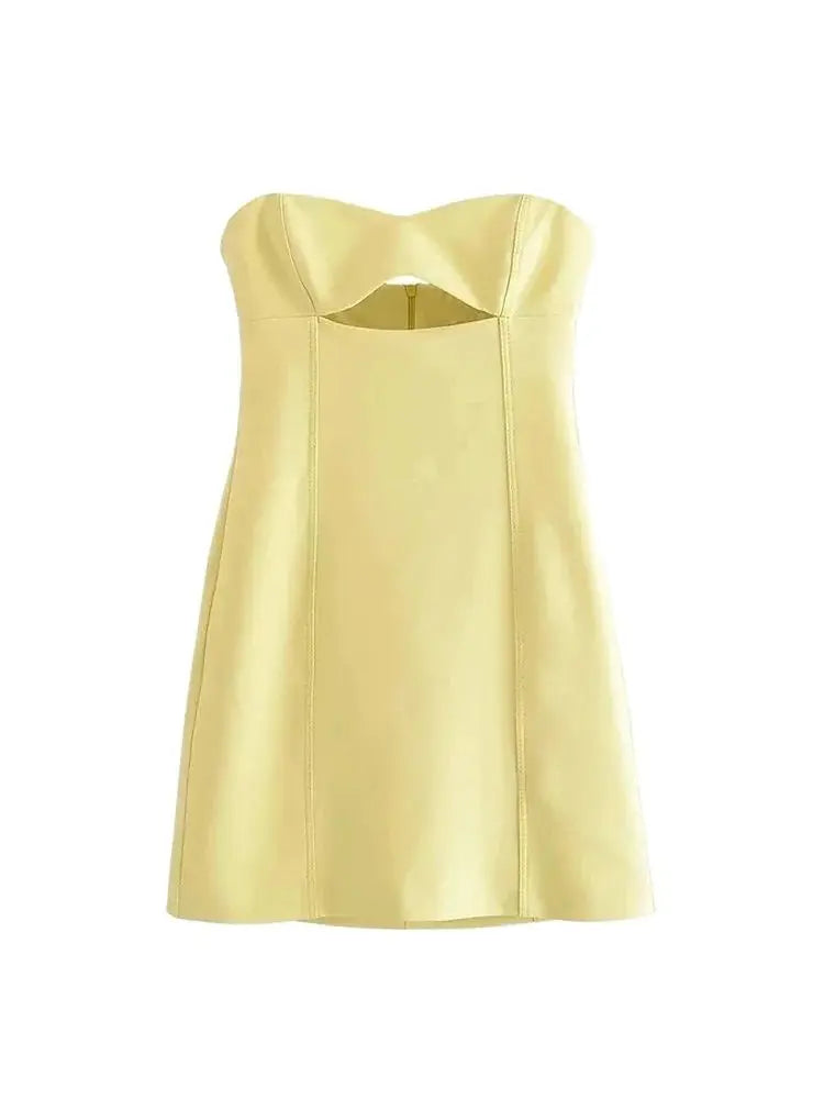 Women's Strapless Hollow Out Mini Dress, Sexy Sweetheart Neck, Back Zipper, Female Dresses, Fashion