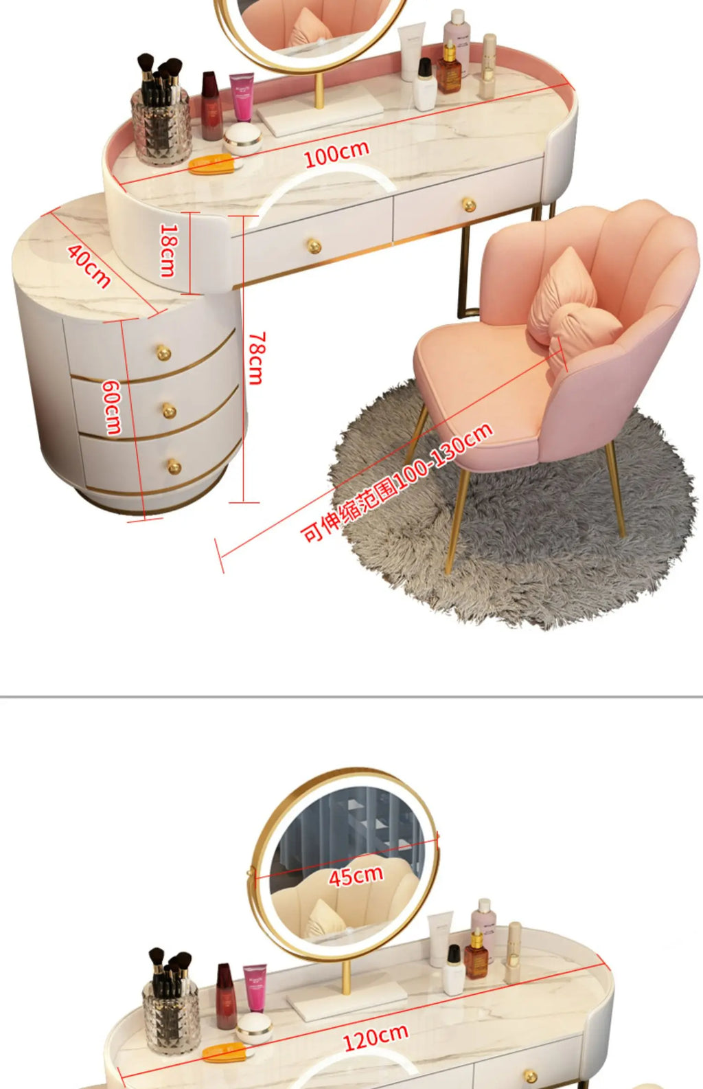 Vanity Table Women Luxury European Big Stool Study Dressing Table Organizer Home Furniture