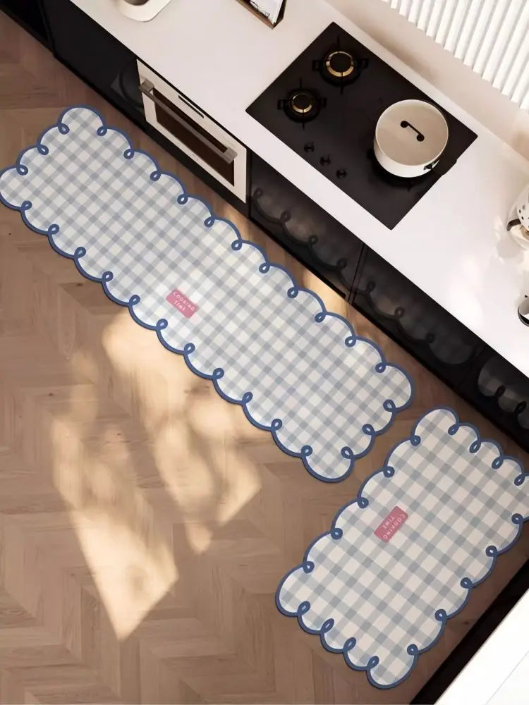 Simple Checkerboard Kitchen Special Dialgae Mud Absorbent Anti-Fouling Anti-Slip, Dirt-Resistant Carpet Home Decor
