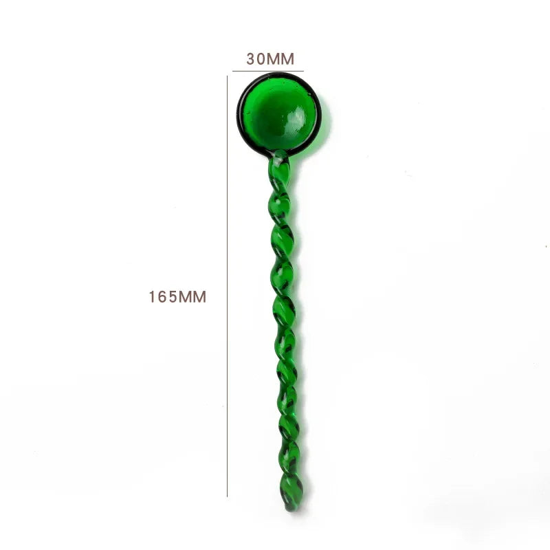 Glass Scoops with Long Handle Colorful and Cute Teaspoon Kitchen Accessories