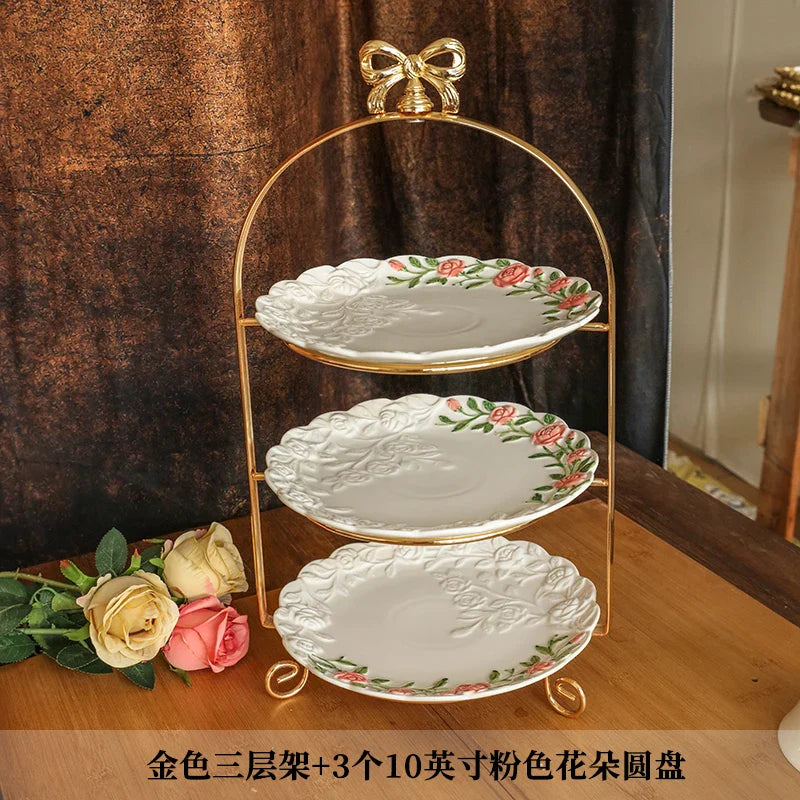 Rose Ceramic Afternoon Tea Cake Dessert Plate