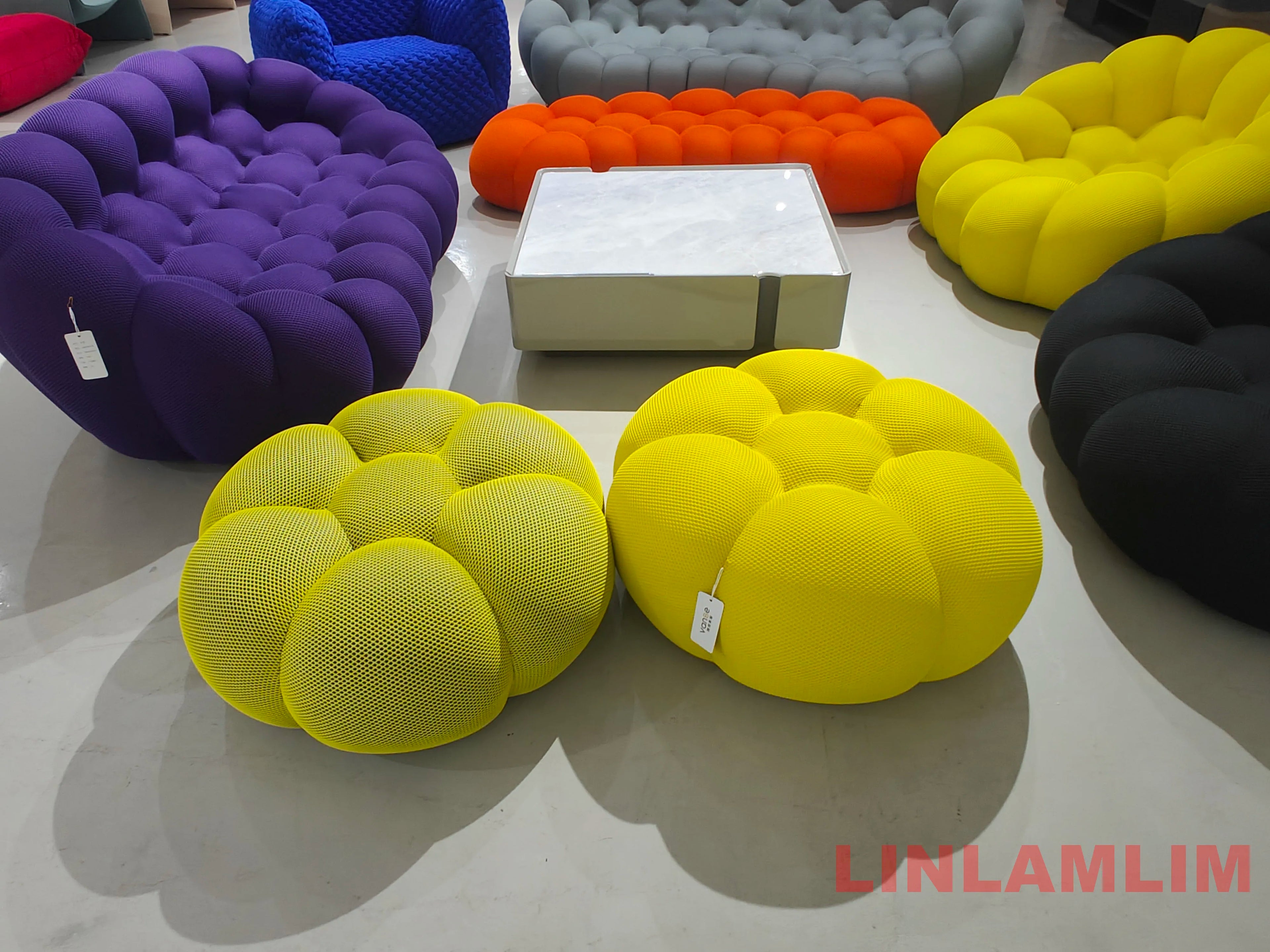 Contemporary Cloud-Shaped Sofa Modular Cloth Couch Fabric Curved Designer Sofa Set