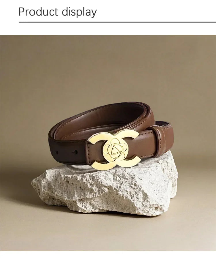 Women's Versatile Belt, Elegant Retro Style, Square Alloy Buckle