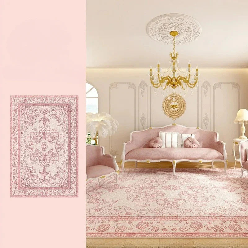 Luxury Pink Carpet Large Rugs for Living Room Bedroom Decor Retro Persian Home Sofa Coffee Table Area Rug Cloakroom Balcony Mat