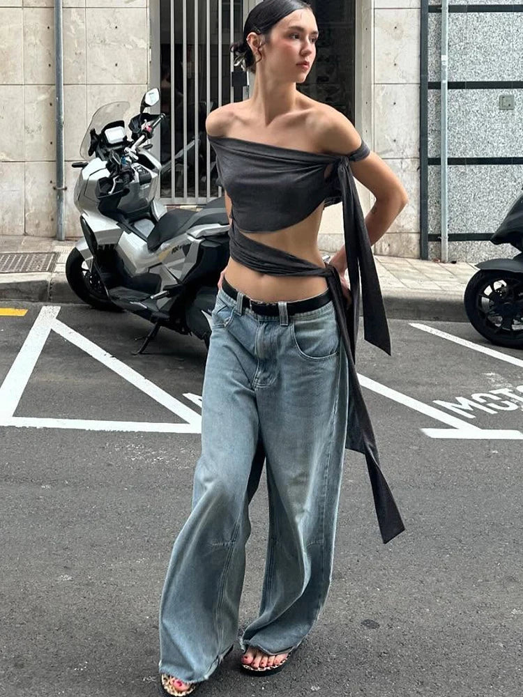 Irregular Women Tank Tops Shirring Shoulder Ruched Summer Chic Fashion Solid Hottie Simple Basic Streetwear Slim Top