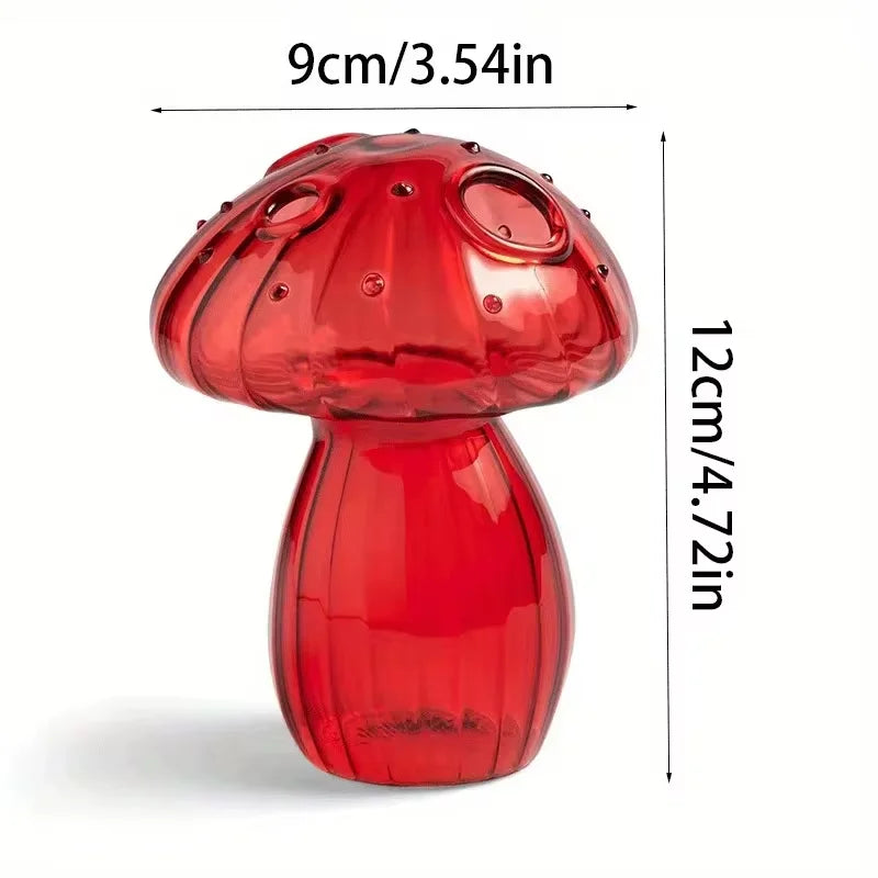 Delicate Colourful Mushroom Vase Creative Hydroponic Transparent Glass Aromatherapy Vase Living Room Dining Room Desktop Art Decoration