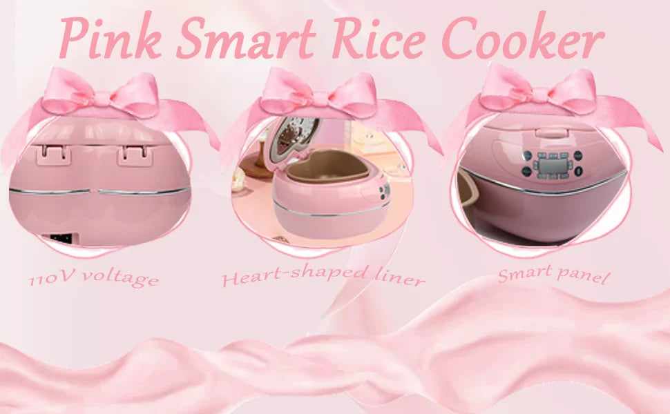 Pink Rice Cooker, Smart Rice Cooker 8 Cup With Delay Preset Timer And Auto Thermostat, Keep Food Warm