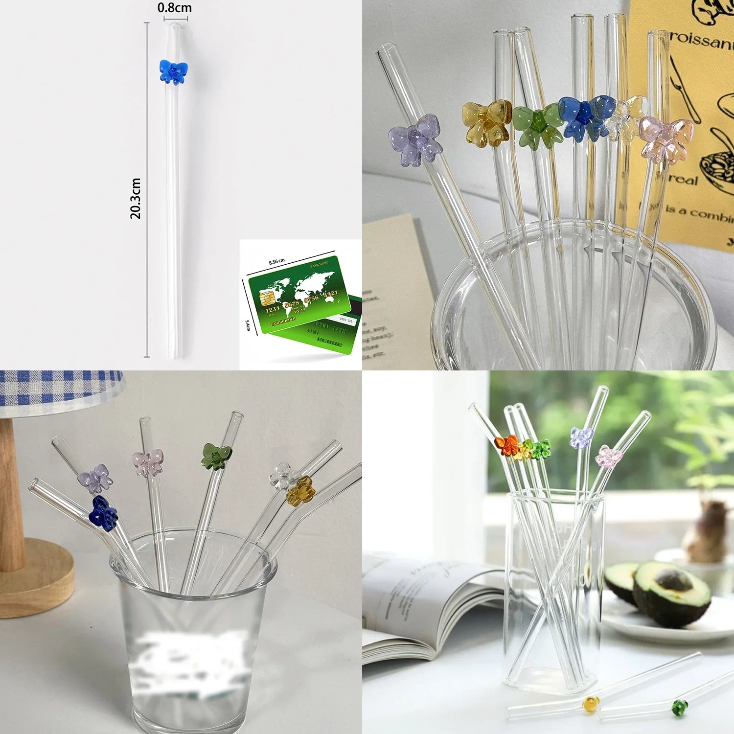 Reusable Glass Straw With Bowknot Drinking Straw