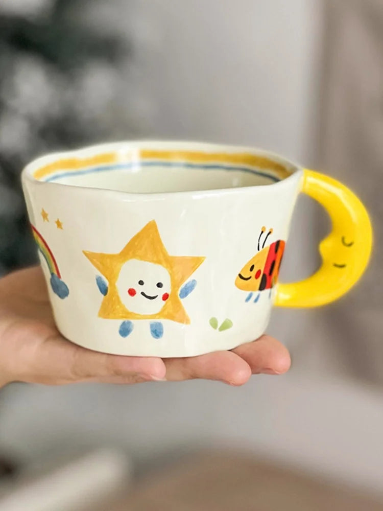 Korean Style Cute Hand-painted Handle Mug Personalized Good-looking Ceramic Cup