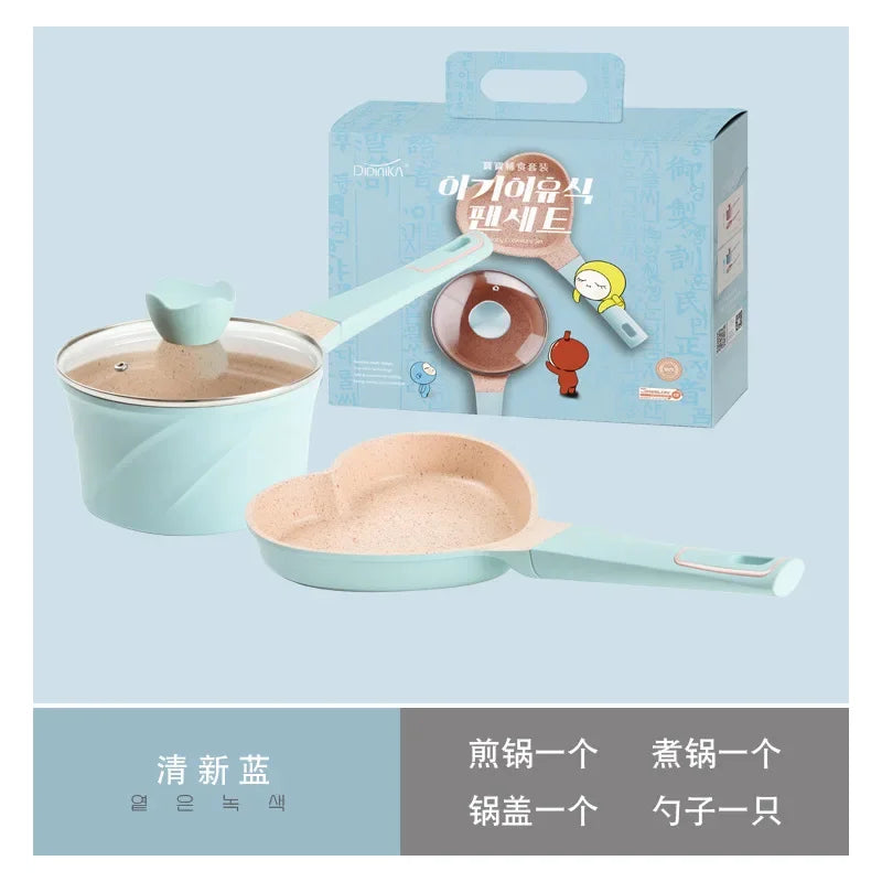 Mini Side Non-stick Cookware, Pink Love Egg Frying Pan for Kitchen, Mini Cooking Pot for Home Use, Cute and Efficient