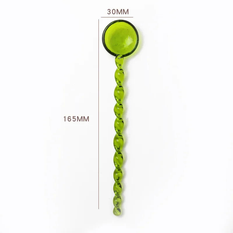 Glass Scoops with Long Handle Colorful and Cute Teaspoon Kitchen Accessories