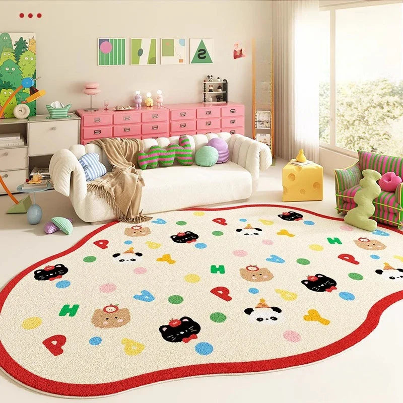 Cream Style Rugs Decoration Anti-slip Carpet Fluffy Soft Floor Mat Thick Plush Cloakroom Rug