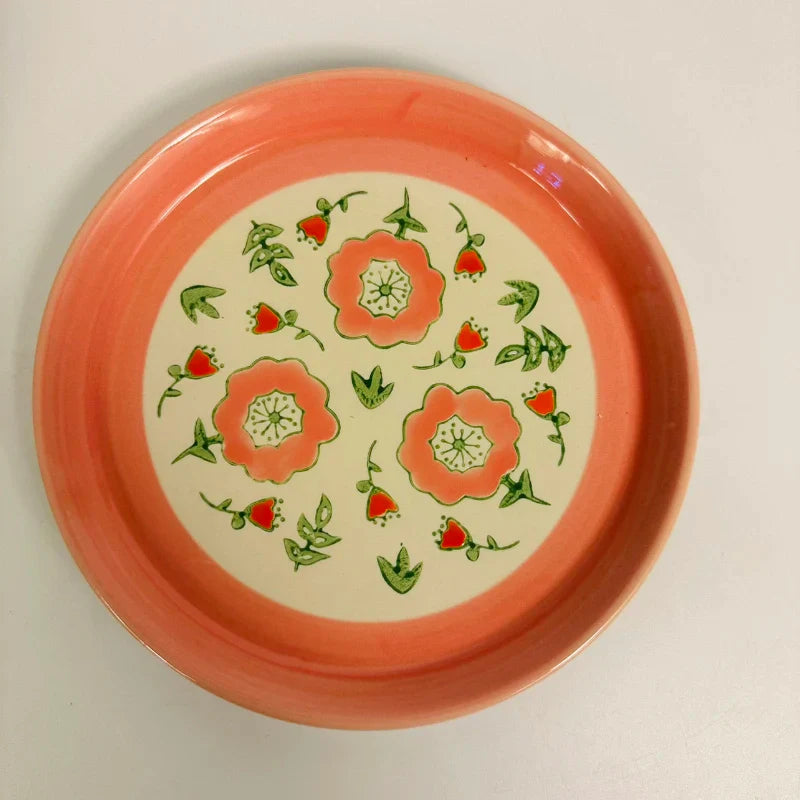 Ceramic Plate Korean Style Household Round Porcelain Dinnerware