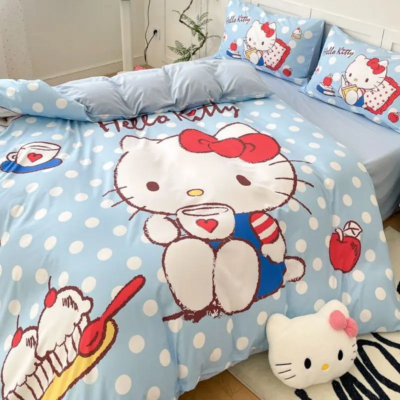 Hello Kitty Cartoon 4-piece set Bedding Set Pink Cats Kawaii Duvet Cover