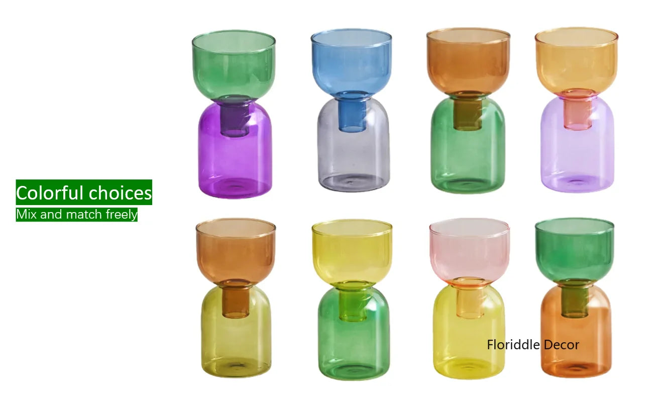 Set Mini Vases Terrarium Hydroponic Plant Pot Glass Vase