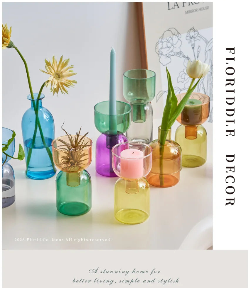 Set Mini Vases Terrarium Hydroponic Plant Pot Glass Vase