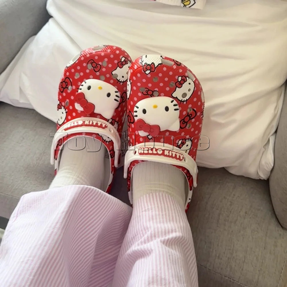 Hello Kitty Kawaii Sanrio Hole Sandals Slippers Sandals Kawaii Anime Shoes Summer Slippers