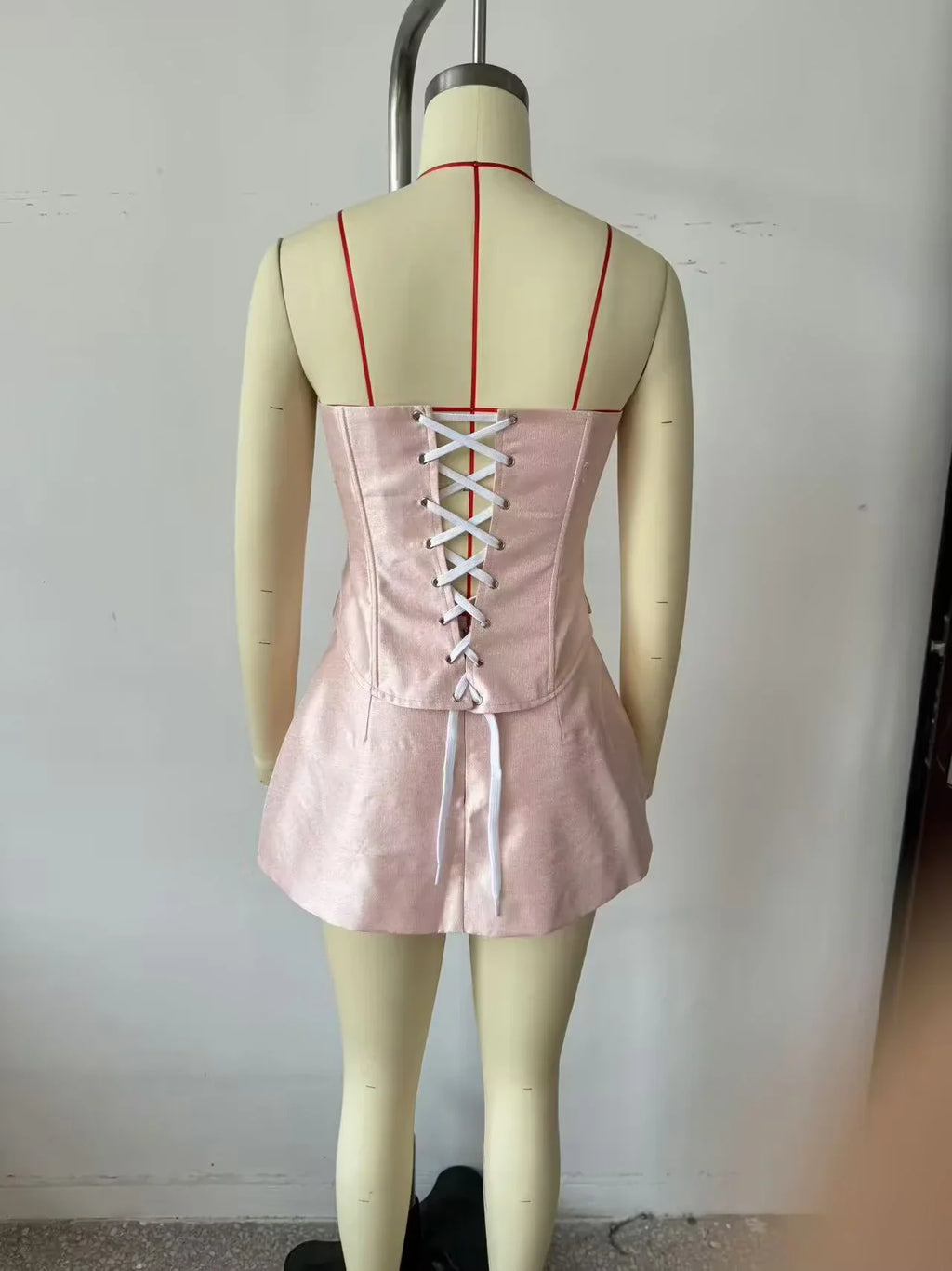 Ladies Bow Sleeveless Strapless Vest Top Women's Summer Sexy Pure Desire Set Hip Hugging Skirt Two-piece Set