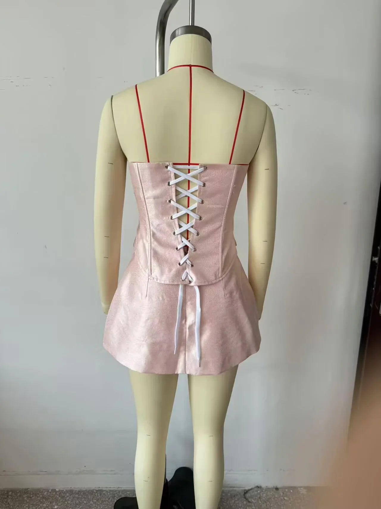 Ladies Bow Sleeveless Strapless Vest Top Women's Summer Sexy Pure Desire Set Hip Hugging Skirt Two-piece Set