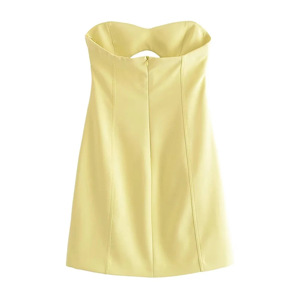 Women's Strapless Hollow Out Mini Dress, Sexy Sweetheart Neck, Back Zipper, Female Dresses, Fashion