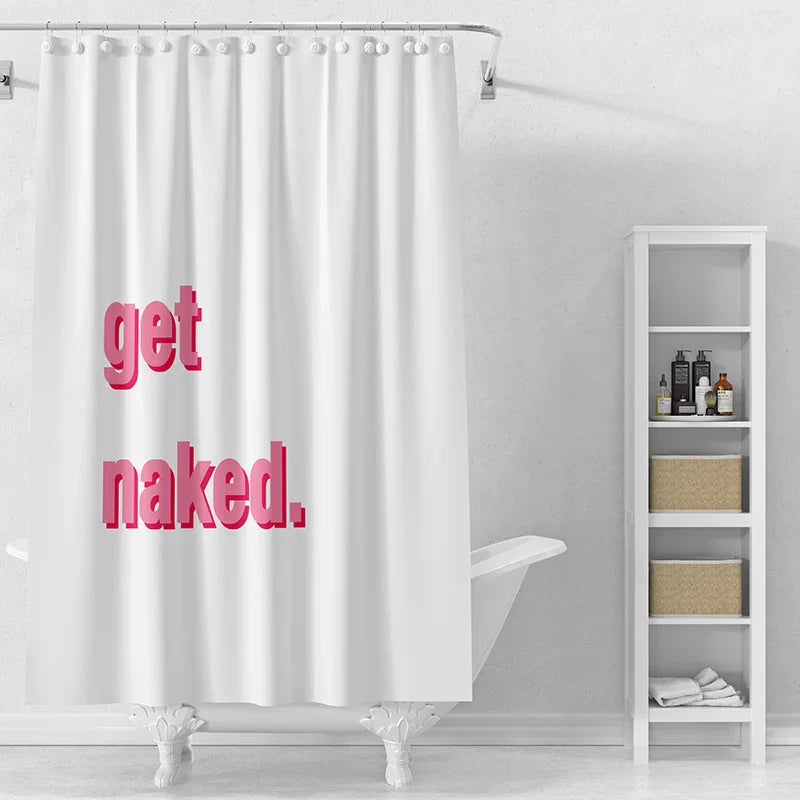 Girlboss Get Naked Pink Shower Curtain Set with Grommets and Hooks for Bathroom Decor