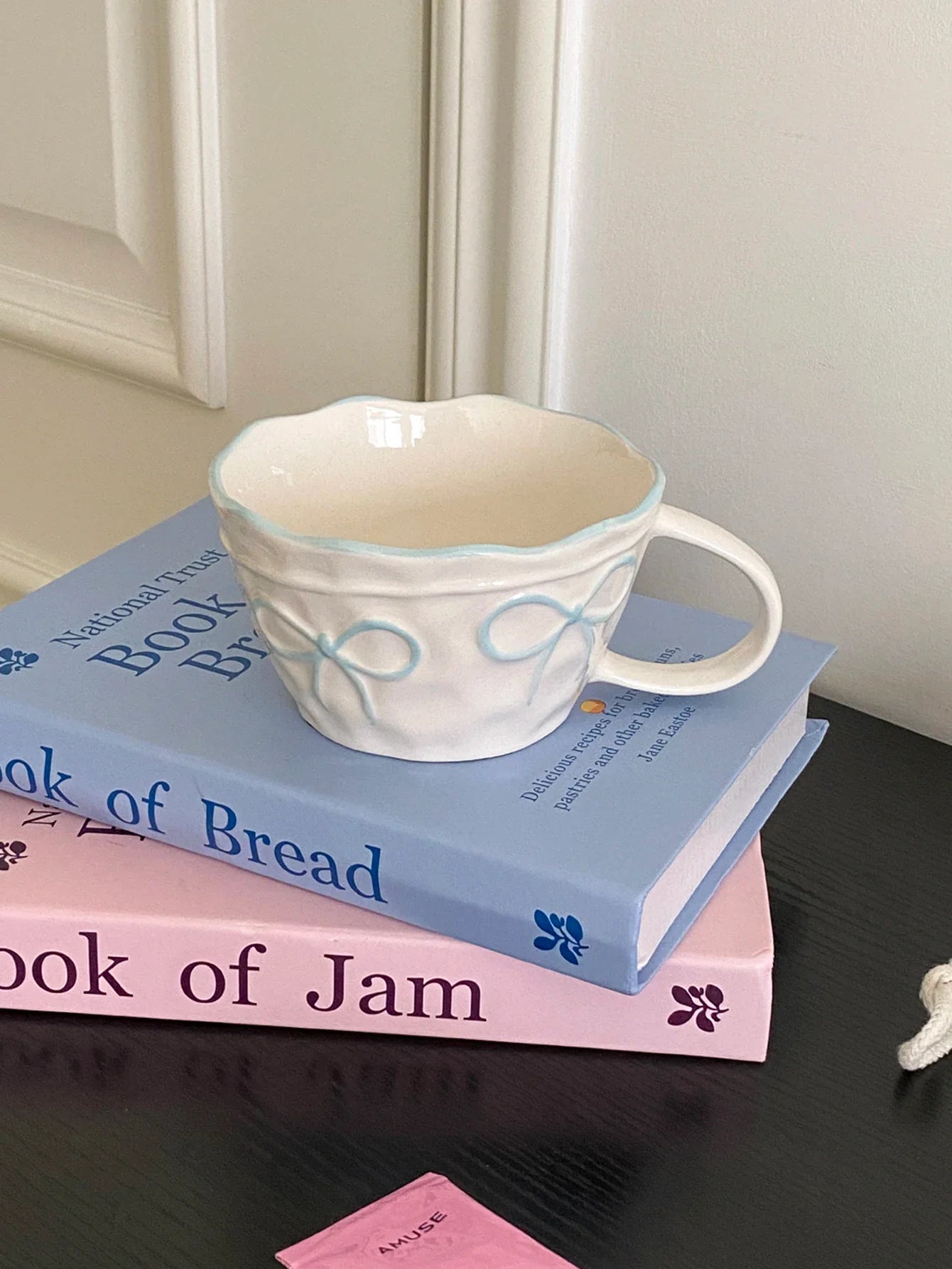 Ceramic Bow Mug, Exquisite and Simple Bow Large Capacity Couple Cup